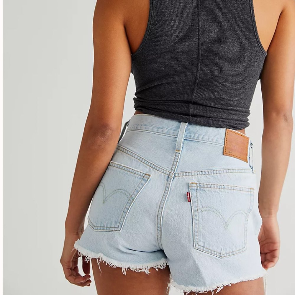 Levi's 501 Light Washed Distressed Jean Shorts